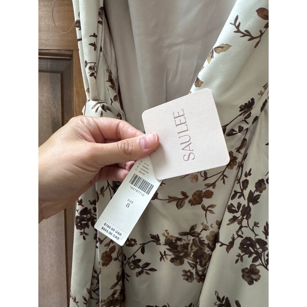 SAU LEE Callie Gown in Beige Multi Floral Size 8 NEW - Picture 6 of 7